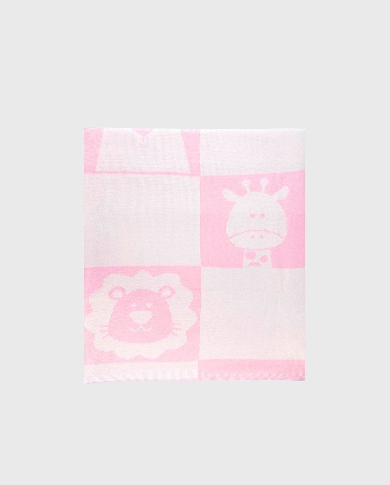 Manta Hilo Estampado Animales Rosa