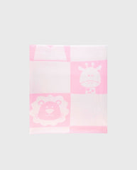 Manta Hilo Estampado Animales Rosa