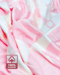 Manta Hilo Estampado Animales Rosa Pink