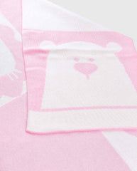 Manta Hilo Estampado Animales Rosa Cobija