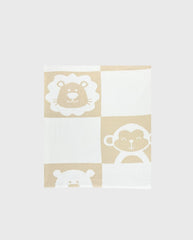 Manta Hilo Estampado Animales Beige