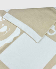 Manta Hilo Estampado Animales Beige Detalle