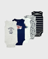 Set 5 Bodys Estampado Esqueleto Daddys Gris