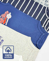 Set 5 Bodys Estampado Esqueleto Daddys Gris Detalles