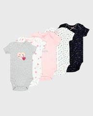 Set 5 Bodys Estampado Love Rosa