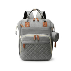 Pañalera Morral Detalle Broche Con Monedero Colores Gris