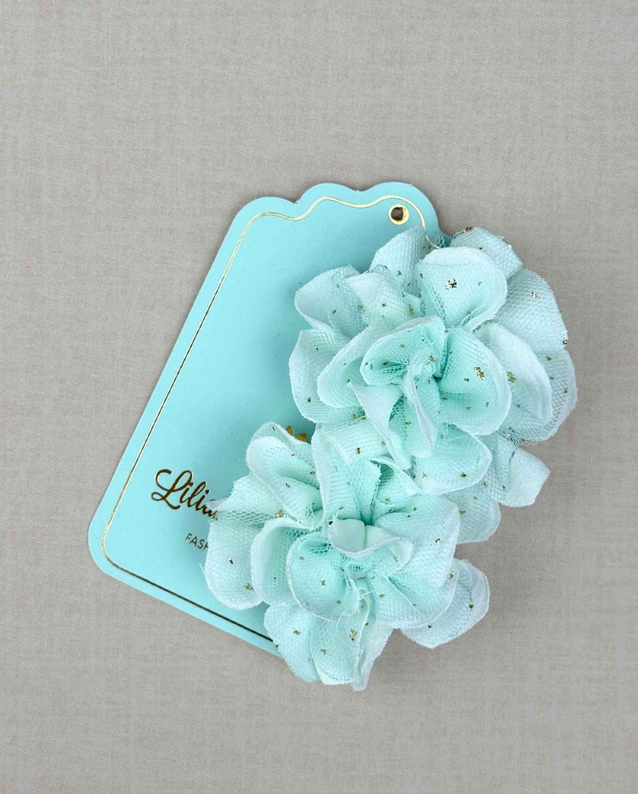 Set 2 Pinzas Puntos Dorado Azul