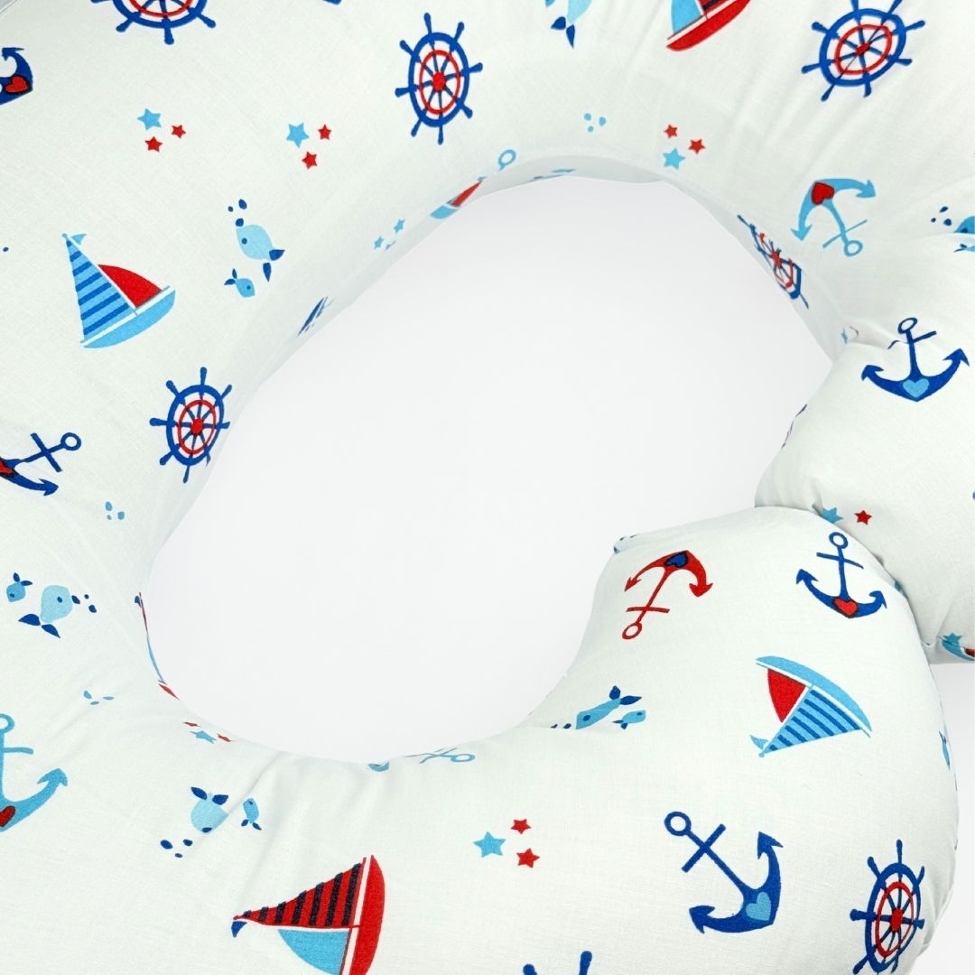 Almohada Para Lactancia Estampado El Bebé Feliz Navy