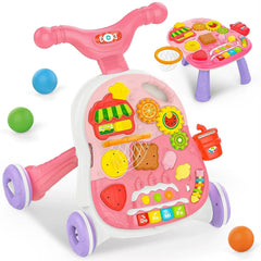 Andadera 2 En 1 Con Sonido Frutas rosa