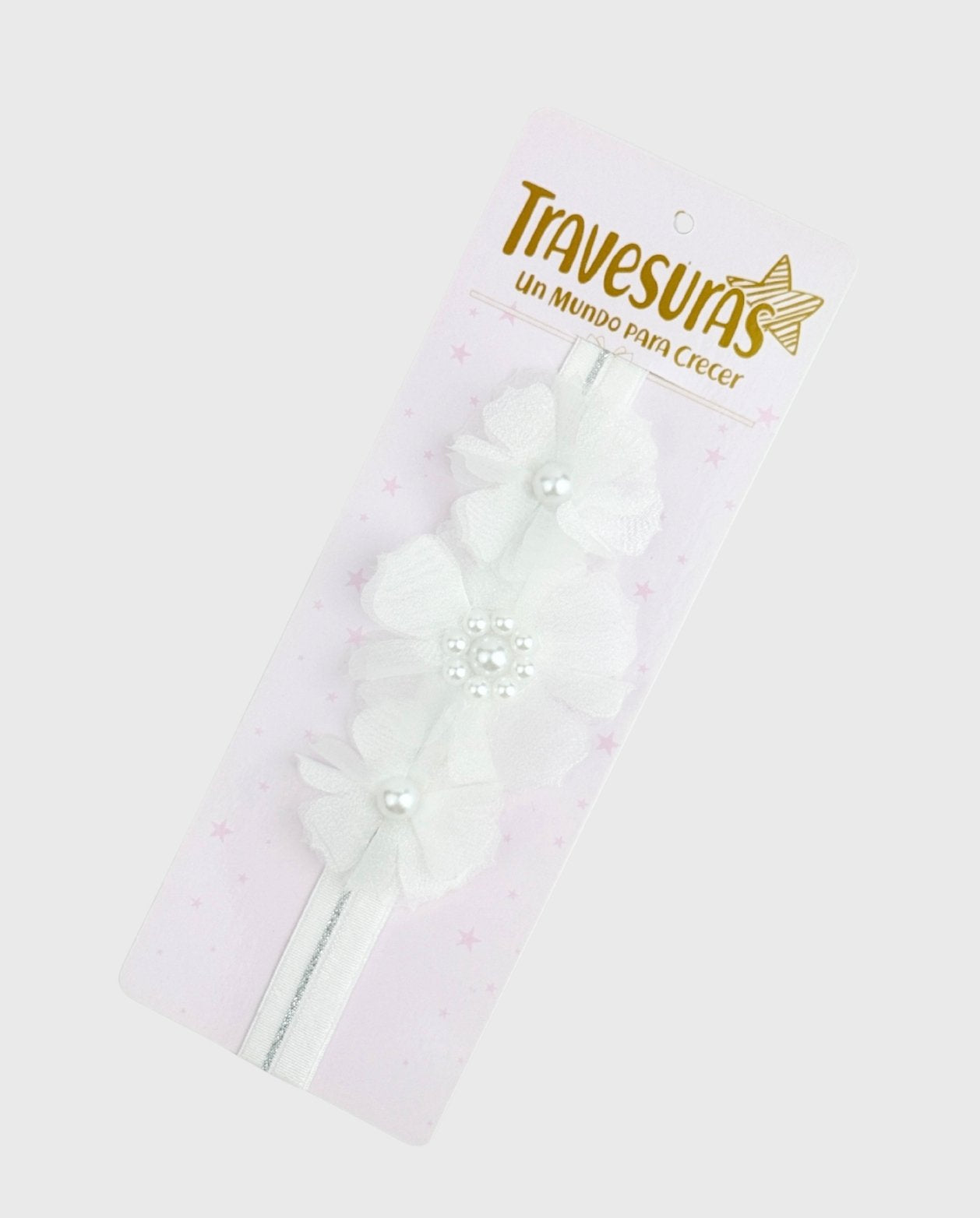 Balaca Cintillo Flores Perlas White
