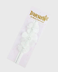 Balaca Cintillo Flores Perlas White