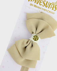 Balaca Cintillo Moño Doble Beige