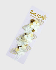 Balaca Flores Detalle Mariposa Beige