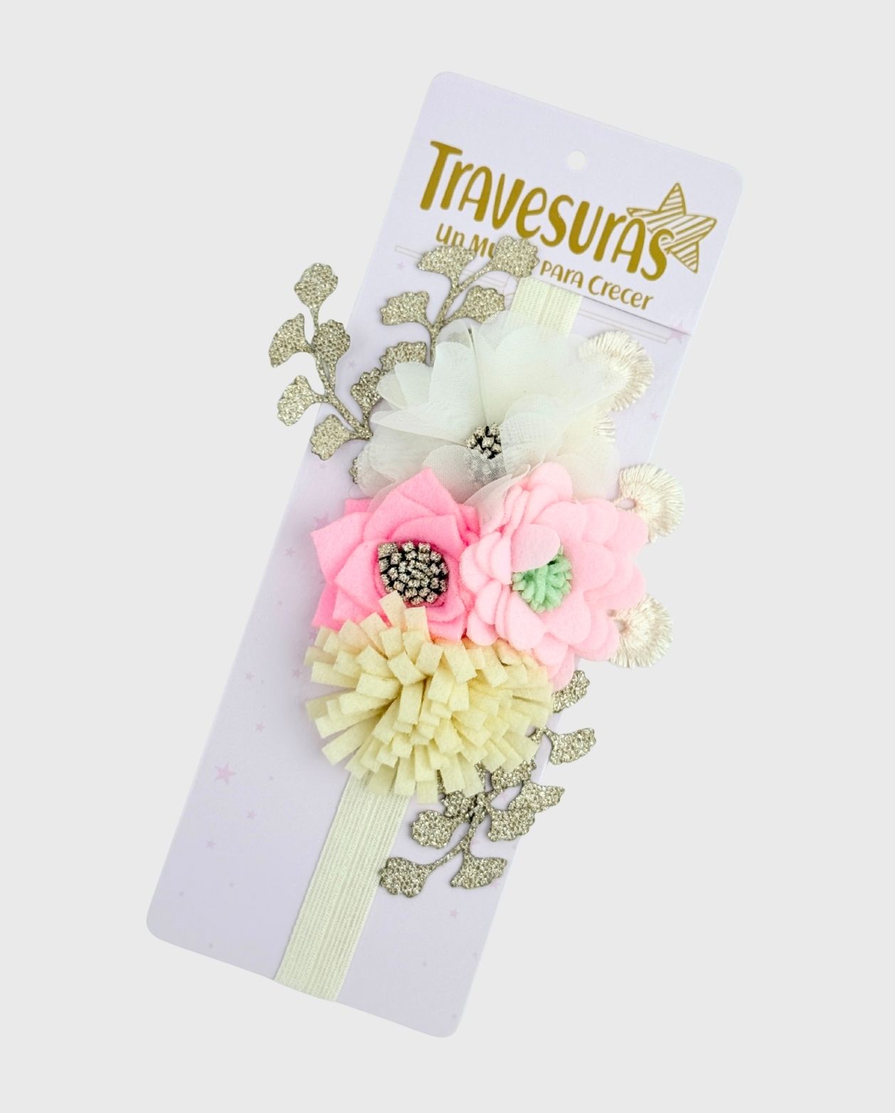 Balaca Flores Detalles Brillos Rosa