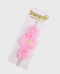 Balaca Cintillo Flores Perlas Pink