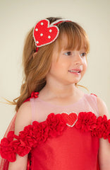 Balaca roja con corazón decorado en perlas para niña