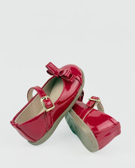 Baleta Charol Detalle Moño Rojo Niñas