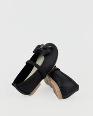 Baleta Mate Moño Brillos Negro Niñas