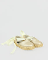 Baletas Destapadas Lazo Dorado Brillo