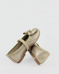 Baletas Moño Brillo Dorado Glitter