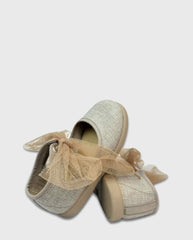 Baletas Merceditas Cordon Tul Beige Tokolate