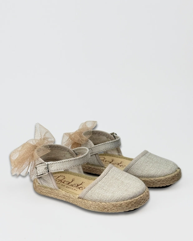 Baletas Merceditas Lazo Tul Beige Tokolate