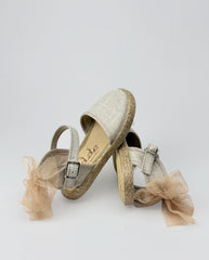 Baletas Merceditas Lazo Tul Beige Tokolate