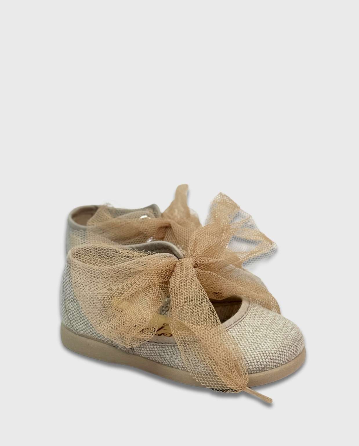 Baletas Merceditas Cordon Tul Beige Tokolate