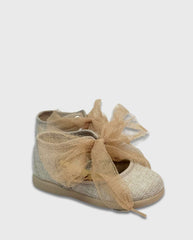 Baletas Merceditas Cordon Tul Beige Tokolate