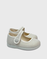 Baletas Merceditas en Lona Blanco Tokolate