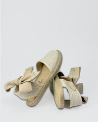 Baletas en Lona Lino Brillos Tokolate Moño