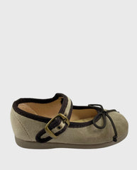 Baletas Mercedez Con Hebilla Beige Tokolate perfil