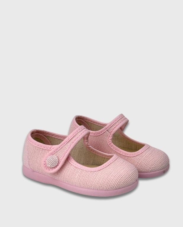 Baletas Merceditas en Lona Rosa Tokolate