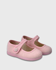 Baletas Merceditas en Lona Rosa Tokolate