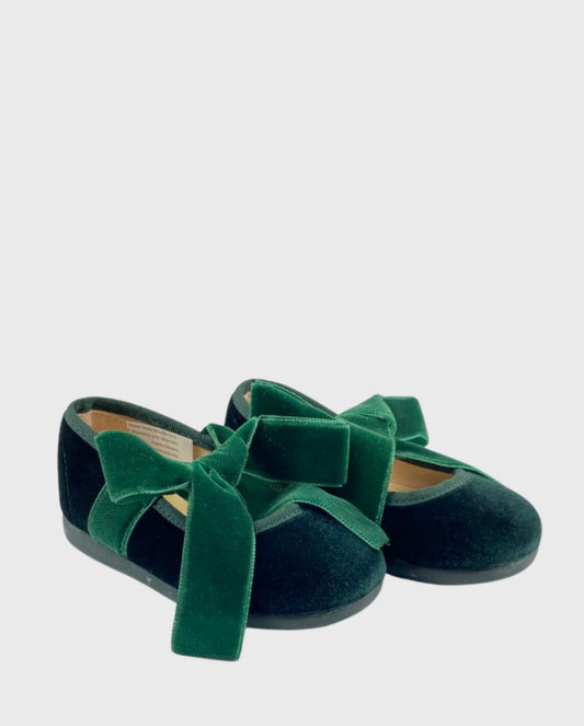 Baletas Mercedita Con Cinta De Terciopelo Verde Tokolate par