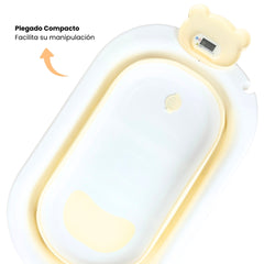 Bañera Plegable Con Termómetro Oso Beige Plegado