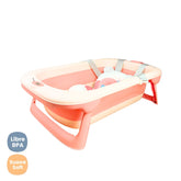 Set Bañera Plegable Con Termómetro Dino Rosa