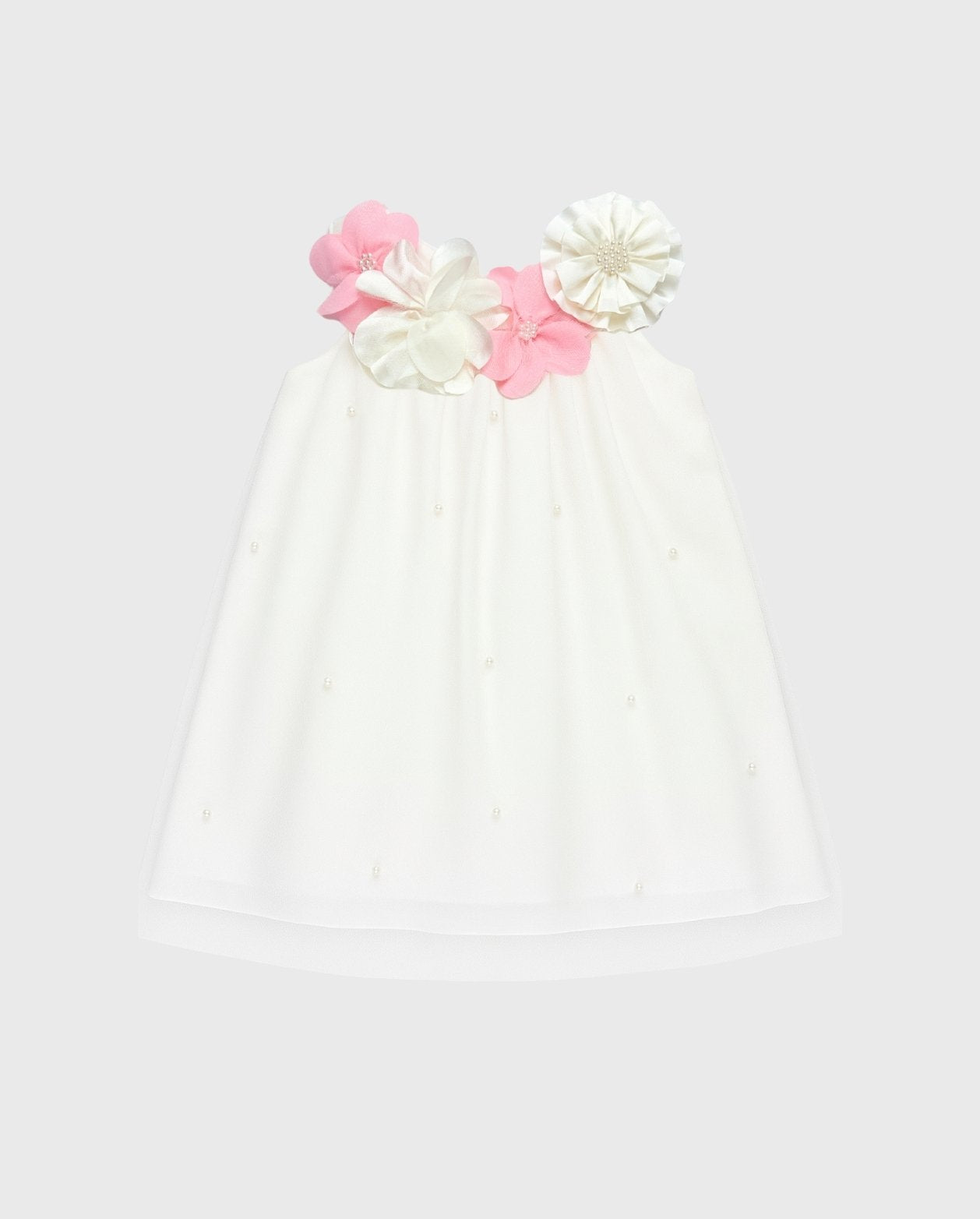 Bata Velo Con Flores Blanco Hueso