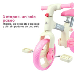 Bicicleta De Equilibrio 3 En 1 Rosa Niñas