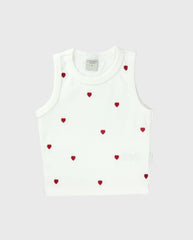Blusa Crop Top Corazones Blanco