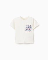 Blusa Bolsillo Detalle Bordado Blanco Zippy