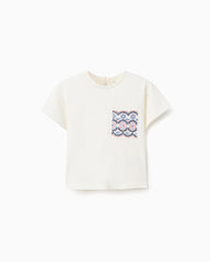 Blusa Bolsillo Detalle Bordado Blanco Zippy