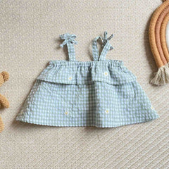 Blusa Cuadros Margaritas Verde Losan