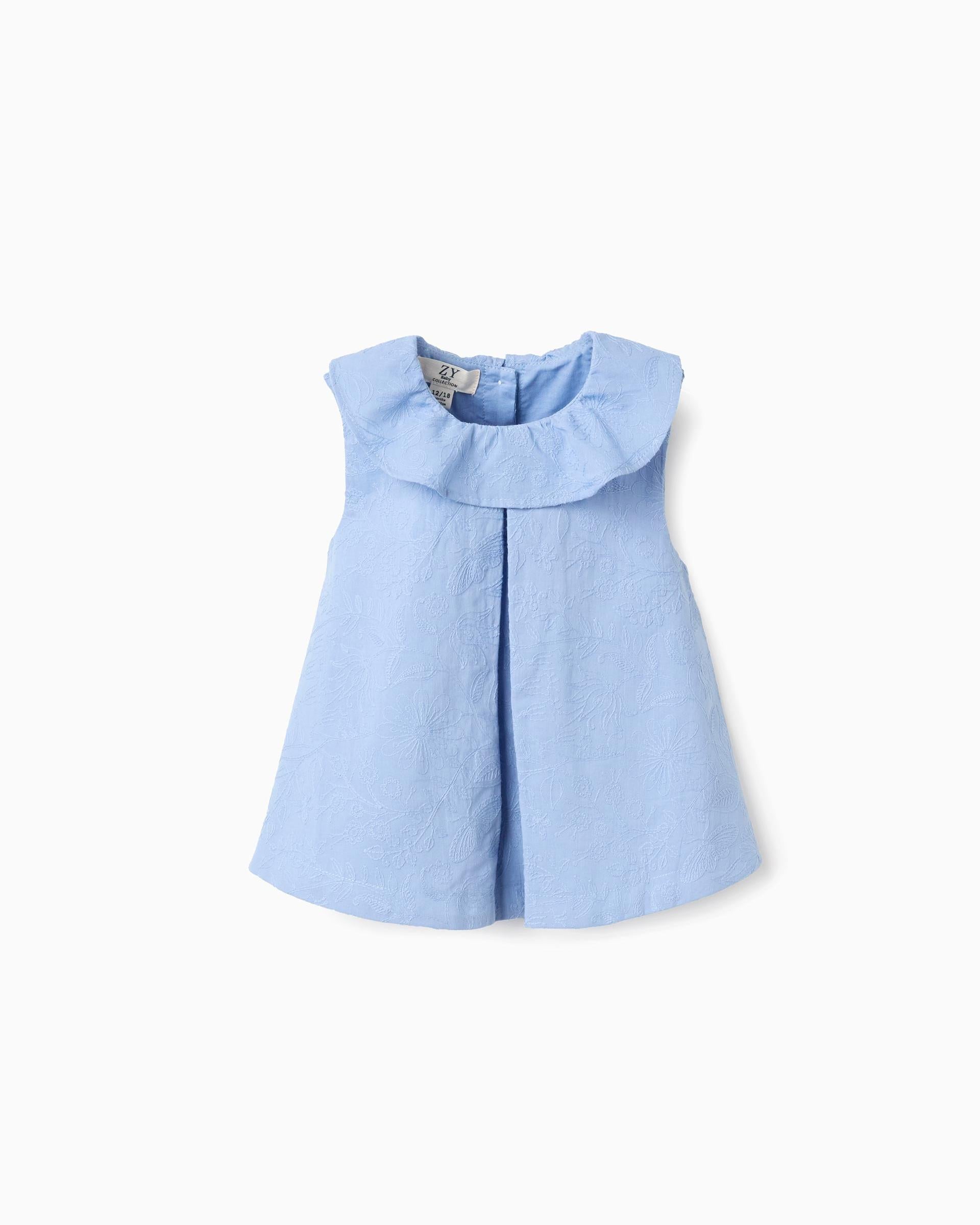 Blusa Detalle Cuello Bordado Azul Zippy