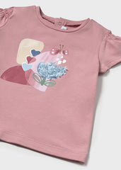 Blusa Flor Relieve Rosa Mayoral detalle