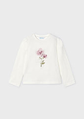Blusa Manga Larga Flores Blanco Mayoral