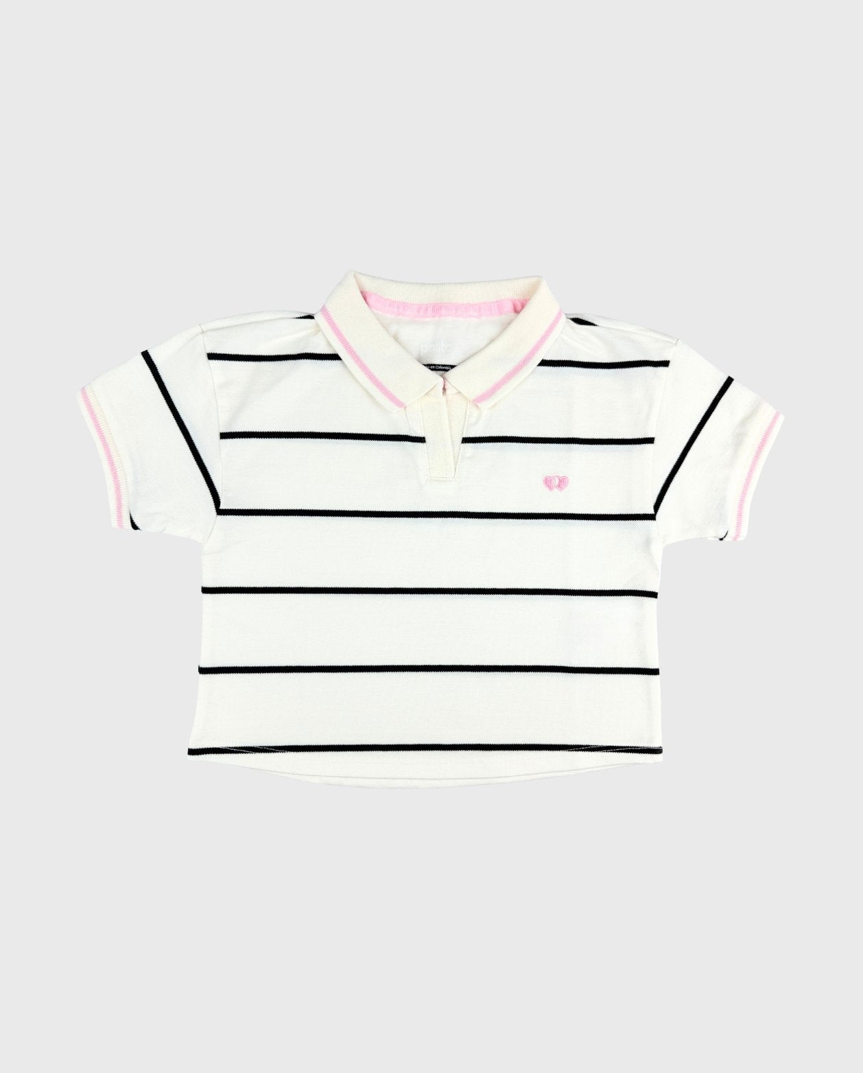 Blusa Tipo Polo Rayas Corazon Marfil