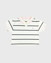 Blusa Tipo Polo Rayas Corazon Marfil