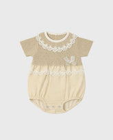Body Combinado Tricot Bolero Bordado Beige