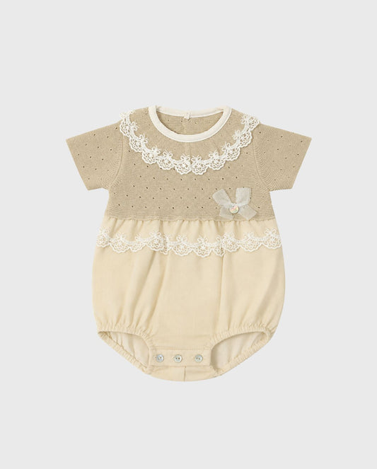 Body Combinado Tricot Bolero Bordado Beige
